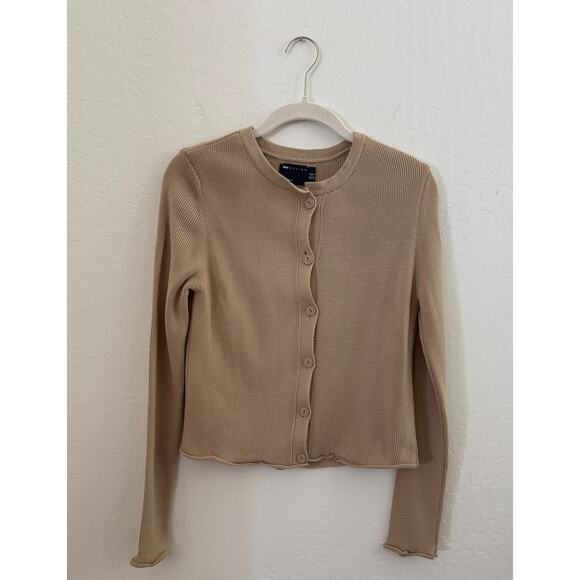 ASOS Design Neutral Ribbed Button Front Cardigan – Size Small (US 4) - Picture 1 of 7